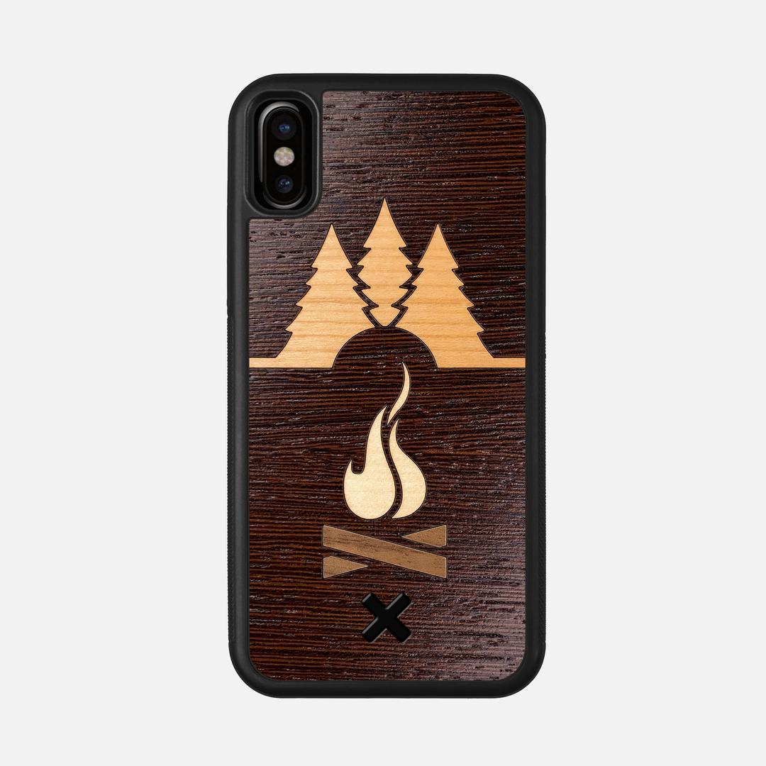 Nomad Case for the Apple iPhone X featuring a Wenge, Cherry, Maple, and Walnut Wood backer with the Keyway X Mark#Phone Model_iPhone X