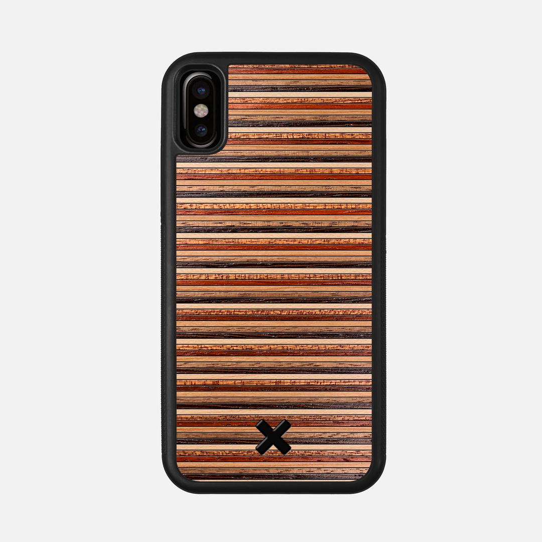 Strata Case for the Apple iPhone X featuring a Maple, Sapele, Padauk, Cherry, Walnut, and Wenge Wood backer with the Keyway X Mark#Phone Model_iPhone X