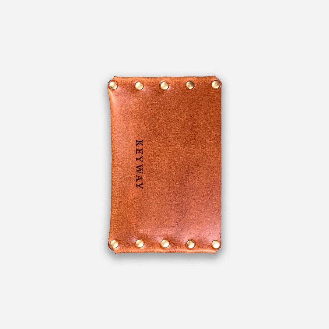 Keyway Full-grain Riveted Leather Card Holder, Whiskey, flat inside view