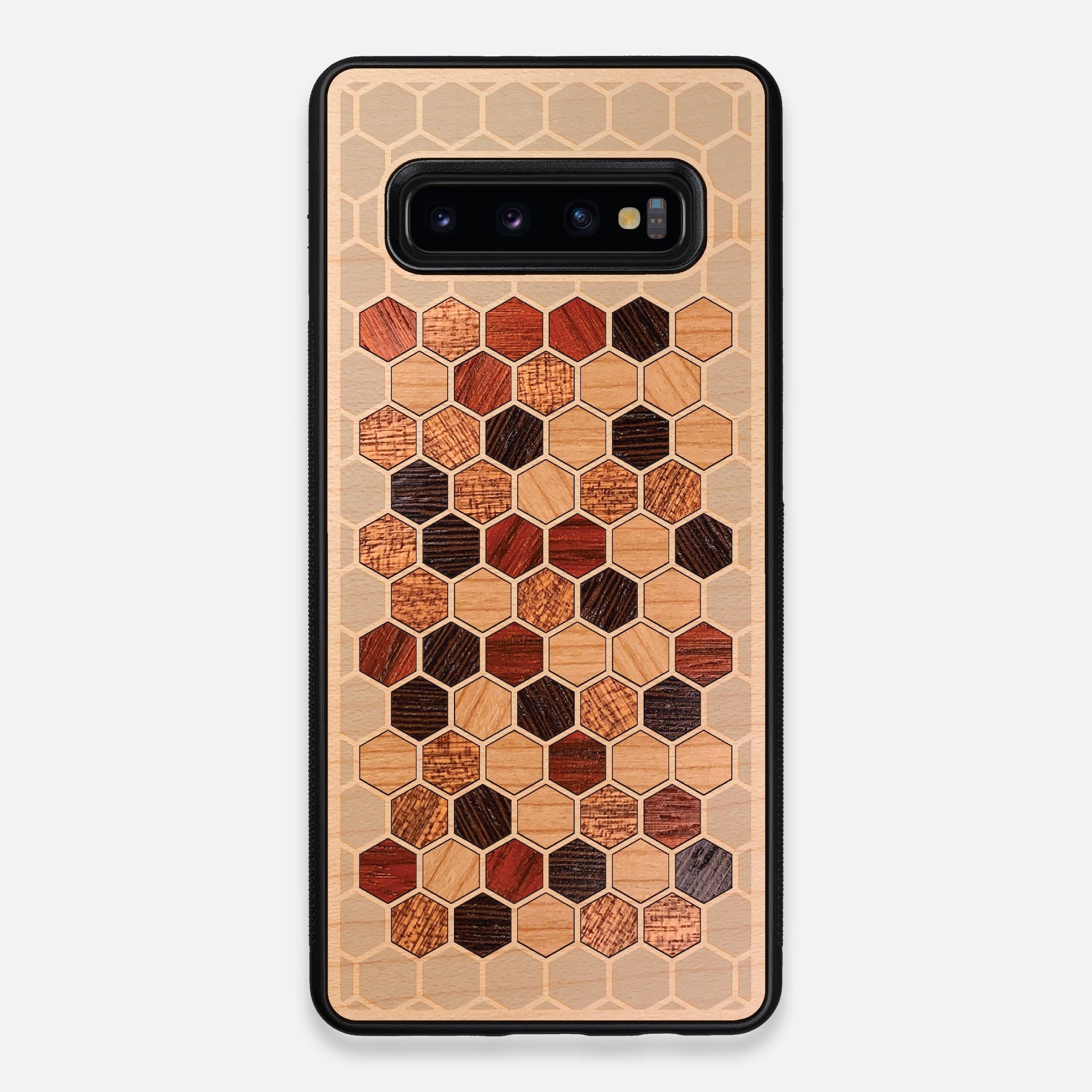 Front view of the Cellular Maple Wood Galaxy S10+ Case by Keyway Designs
