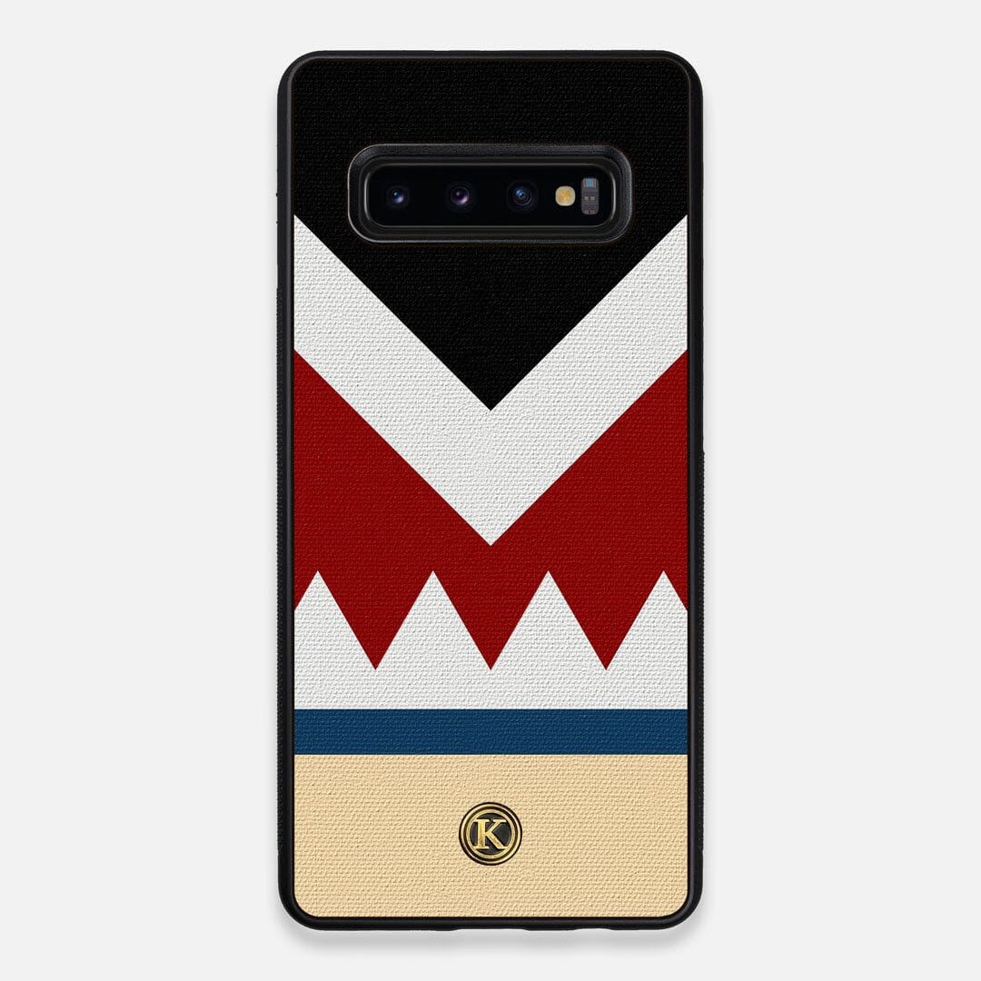 Front view of the Cove Adventure Marker in the Wayfinder series UV-Printed thick cotton canvas Galaxy S10 Plus Case by Keyway Designs
