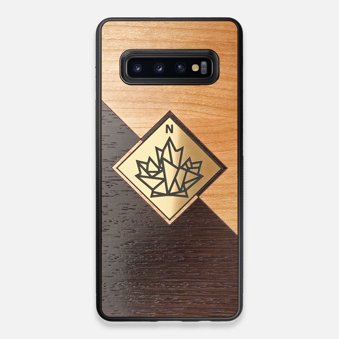 Front view of the True North by Northern Philosophy Cherry & Wenge Wood Galaxy S10+ Case by Keyway Designs