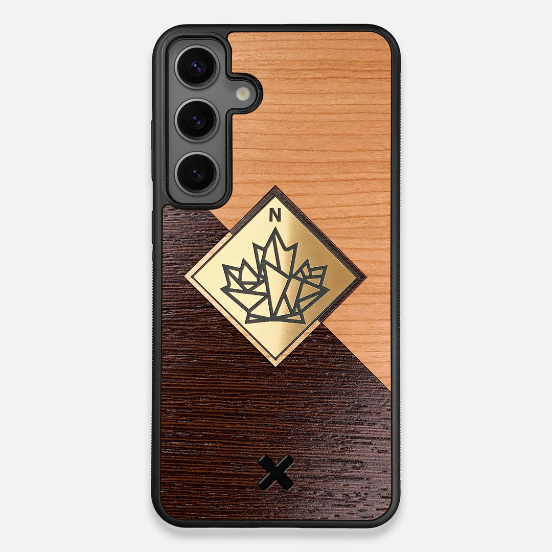Front view of the True North by Northern Philosophy Cherry & Wenge Wood Galaxy S24 Plus Case by Keyway Designs