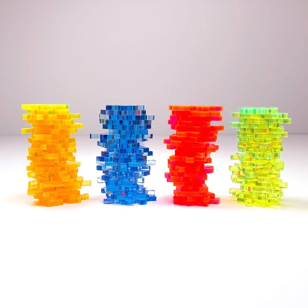 Keyway's Difficult Time-Trial Jigsaw Puzzle in Coloured Acrylic, all colours stacked