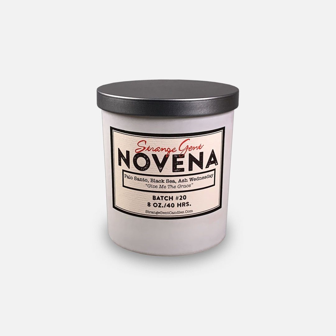 Strange Gent - Novena 8oz Soy Wax Jar Candle, Made in LA, California. Header Shot