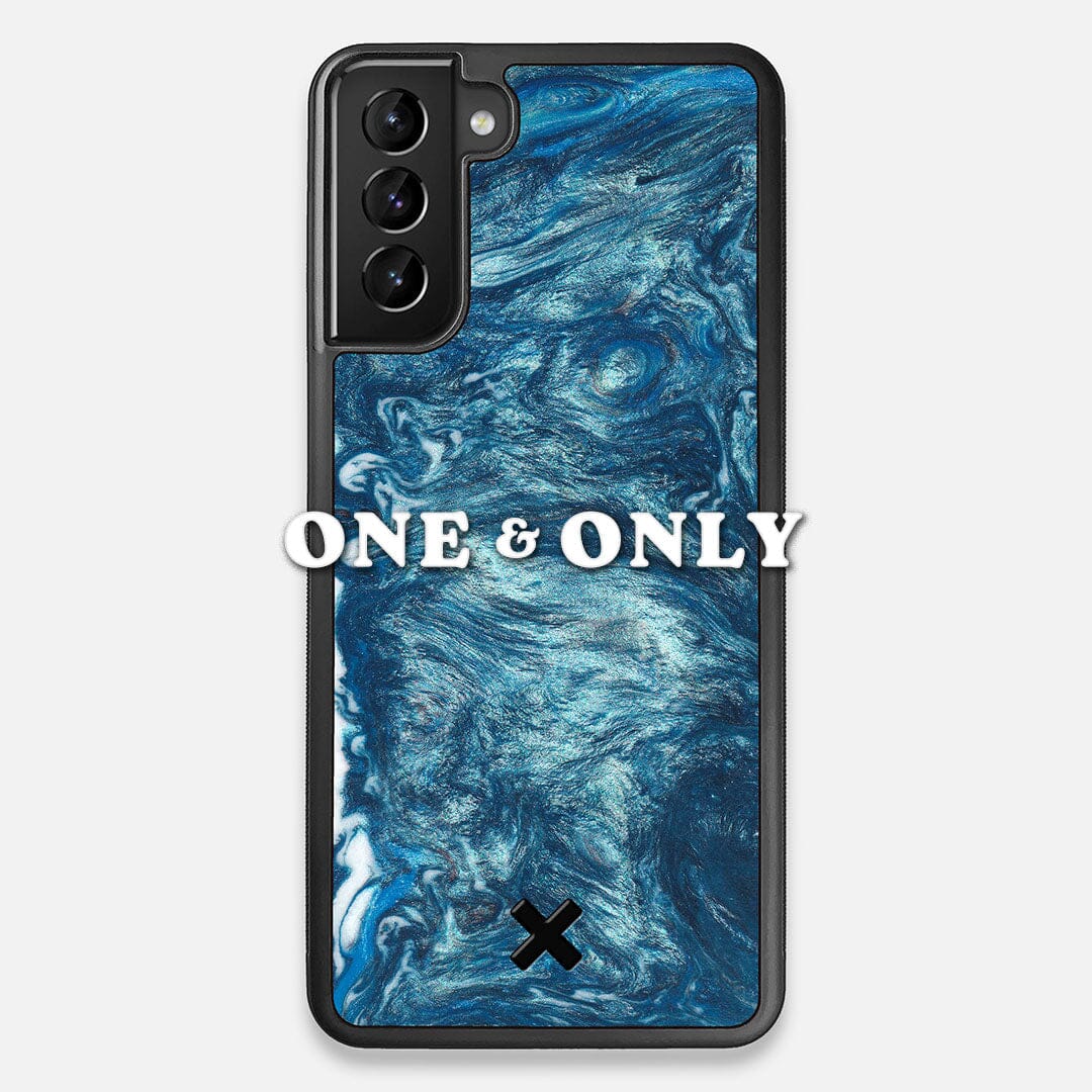 Front view of the One and Only Wood and Resin Galaxy S21+ Case by Keyway Designs