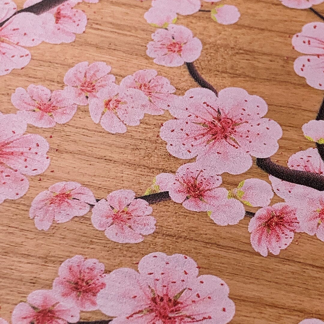 Zoomed in detailed shot of the Sakura Printed Cherry-blossom Cherry Wood Galaxy S10 Case by Keyway Designs