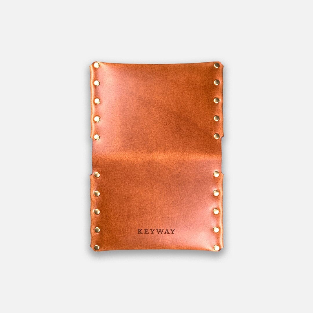 Keyway Full-grain Riveted Leather Card Holder, Whiskey, flat inside view