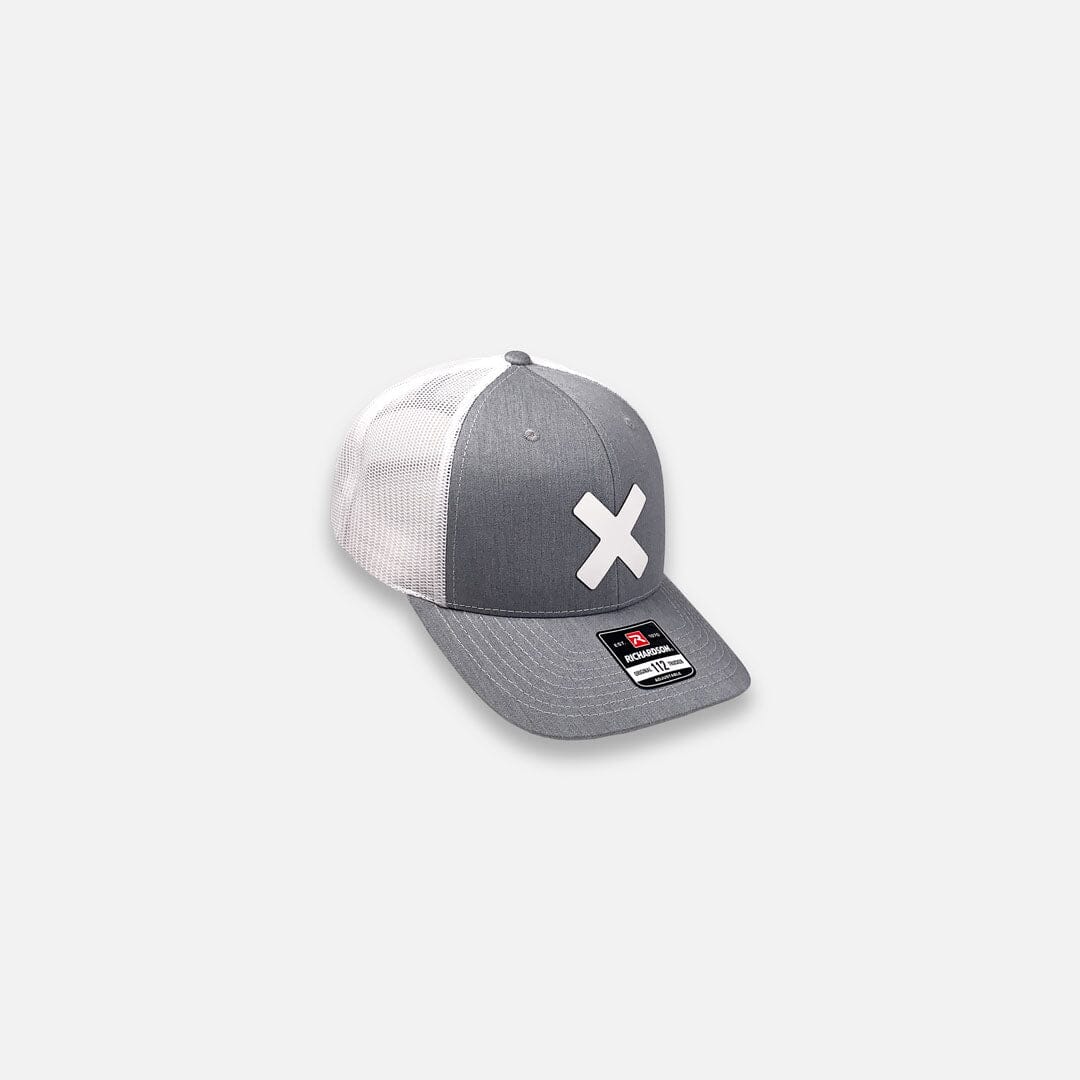 X-Mark Snapback, White on Grey