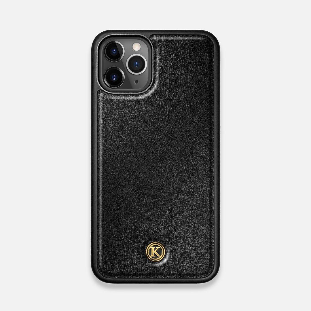 Front view of the Blank Black Leather iPhone 11 Pro Case by Keyway Designs
