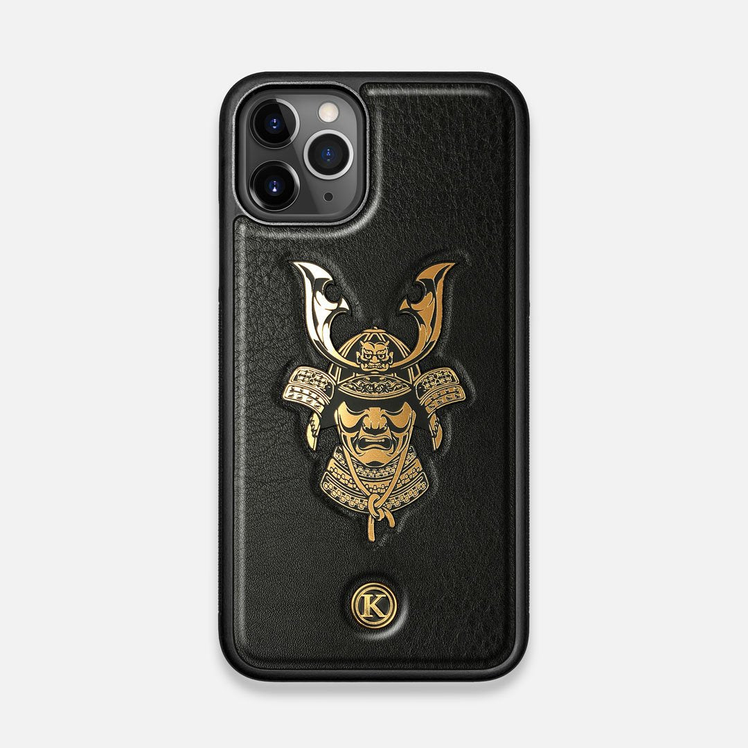Front view of the Samurai Black Leather iPhone 11 Pro Case by Keyway Designs