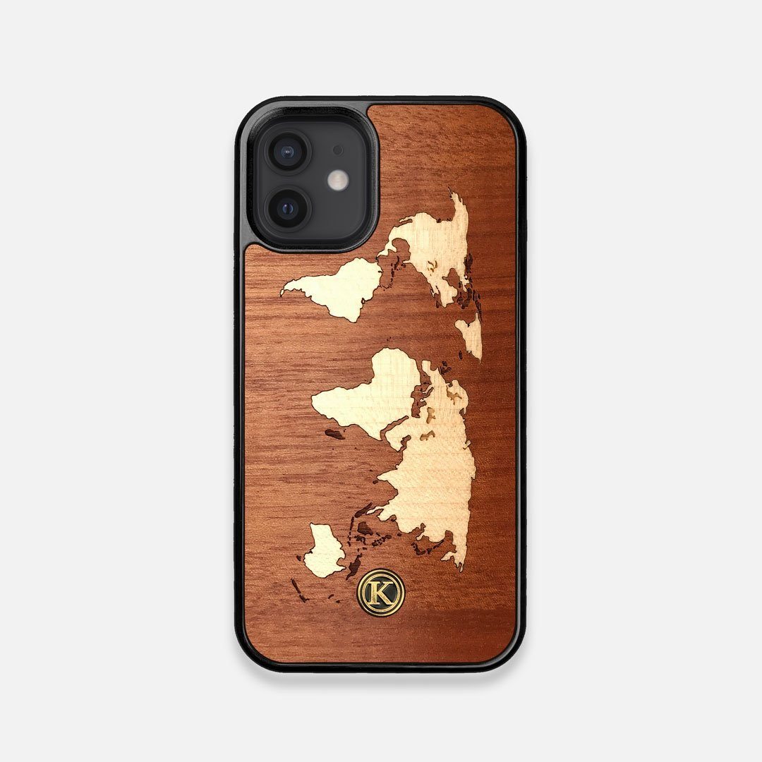 Front view of the Atlas Sapele Wood iPhone 12 Mini Case by Keyway Designs