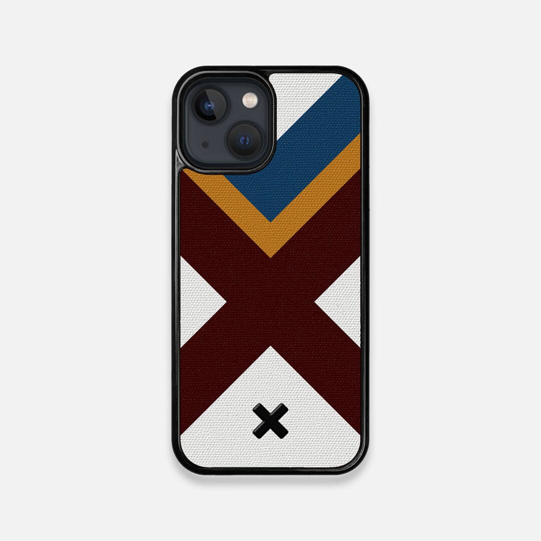 Front view of the Range Adventure Marker in the Wayfinder series UV-Printed thick cotton canvas iPhone 13 Mini Case by Keyway Designs