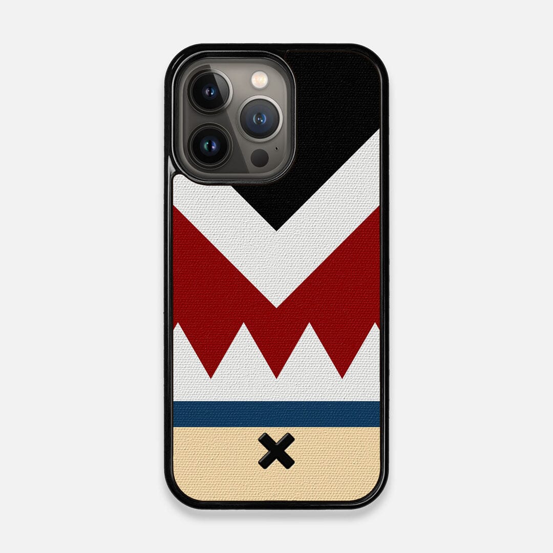 Front view of the Cove Adventure Marker in the Wayfinder series UV-Printed thick cotton canvas iPhone 13 Pro Case by Keyway Designs