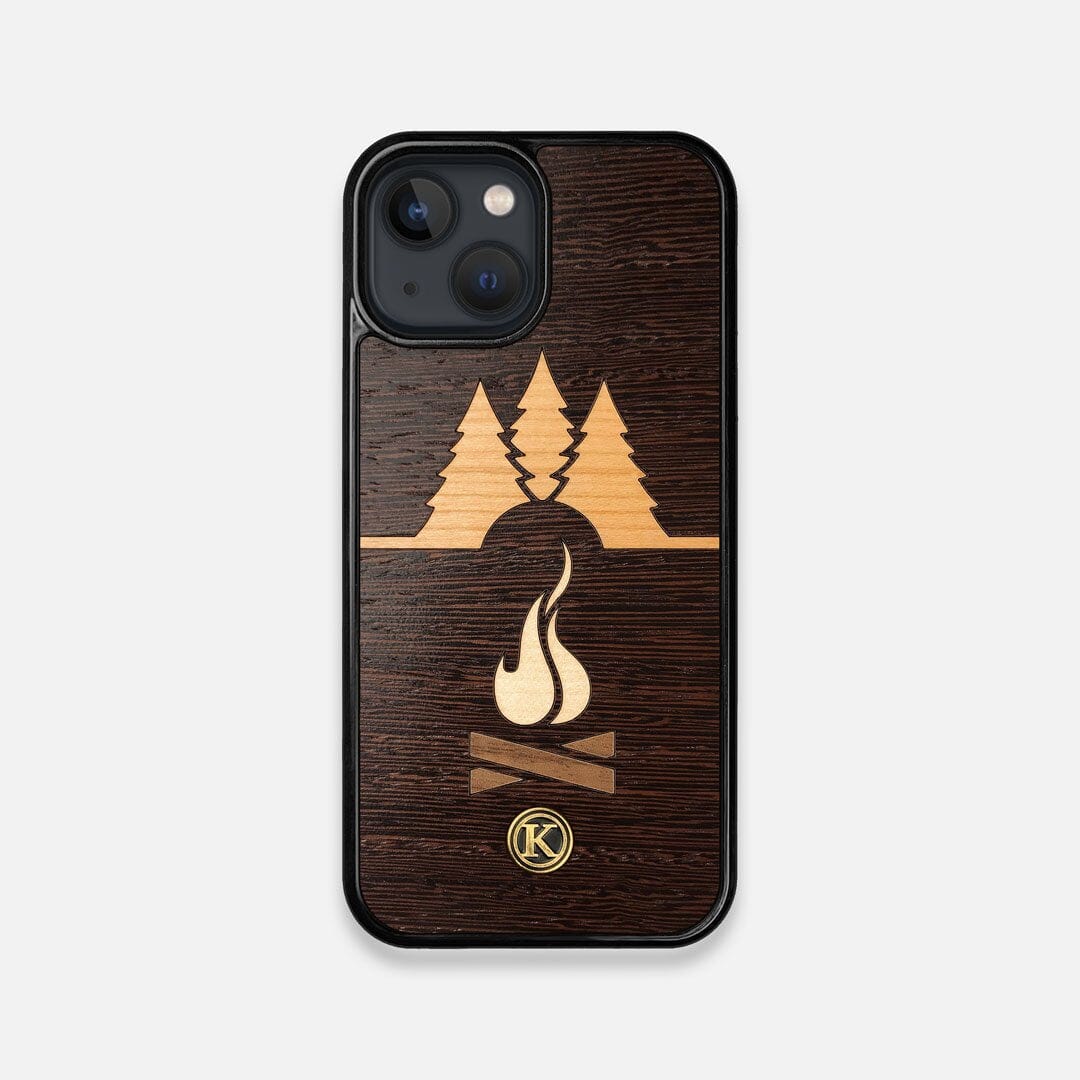 Front view of the Nomad Campsite Wood iPhone 13 Mini Case by Keyway Designs