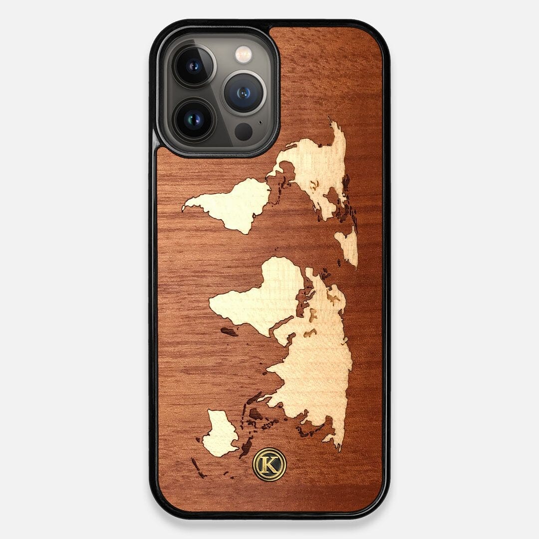 Front view of the Atlas Sapele Wood iPhone 13 Pro Max Case by Keyway Designs