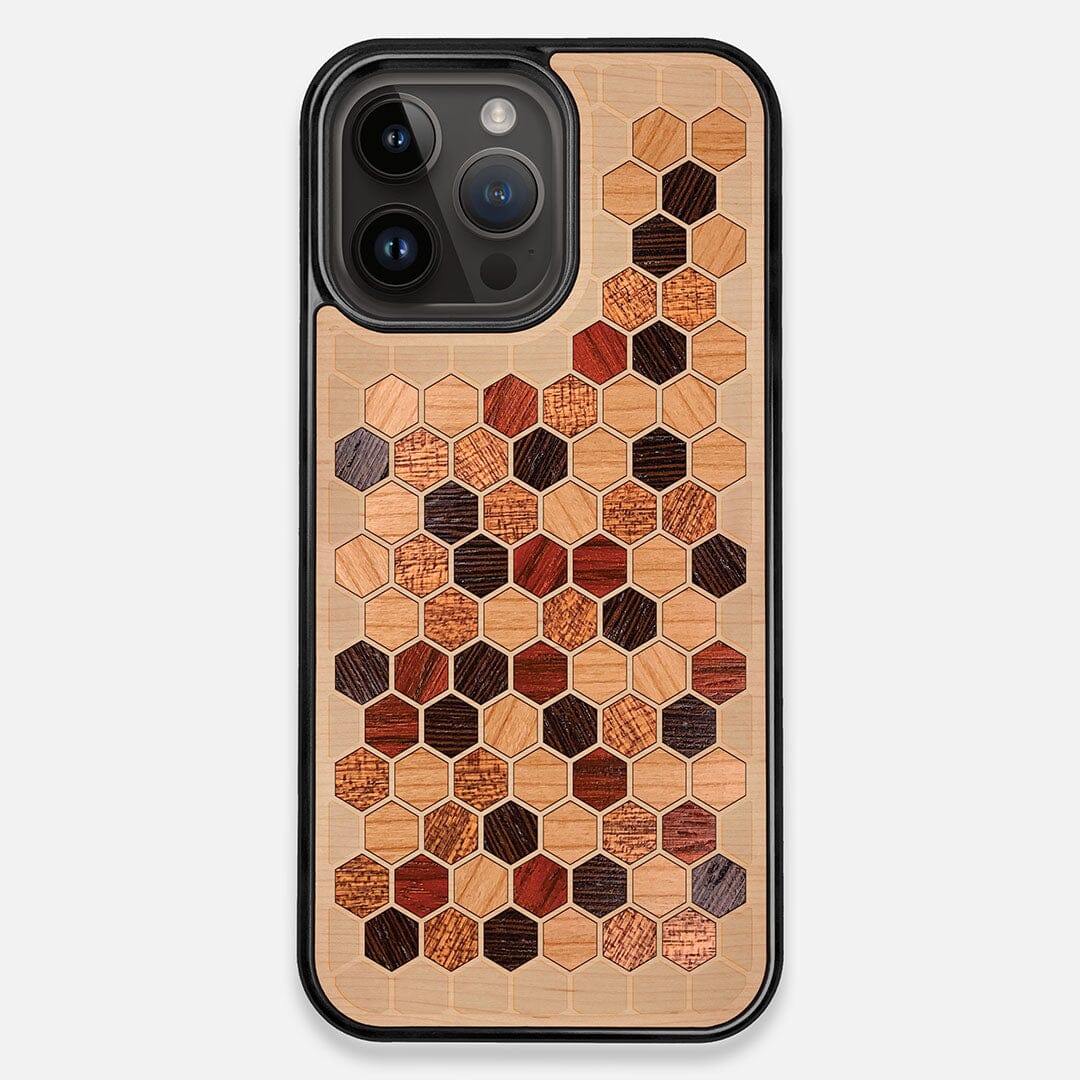 Cellular Wood iPhone 15 Pro Max Design by Keyway Designs, Front View