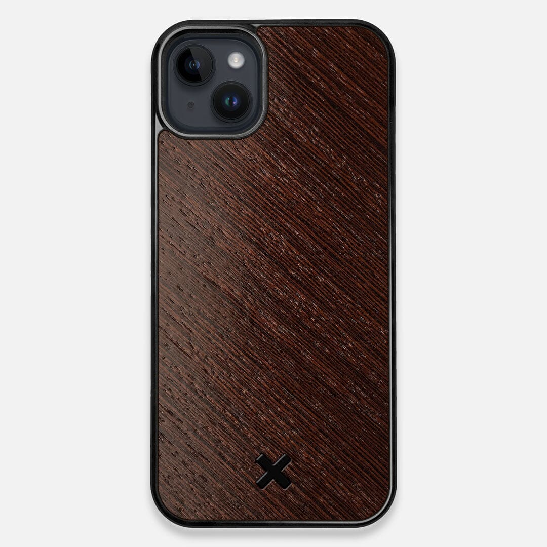 Front view of the Wenge Pure Plusmalist Wood iPhone 15 Plus MagSafe Case by Keyway Designs
