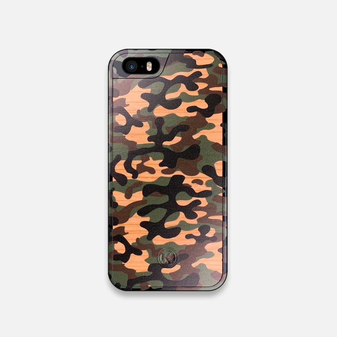 Front view of the stealth Paratrooper camo printed Wenge Wood iPhone 5 Case by Keyway Designs