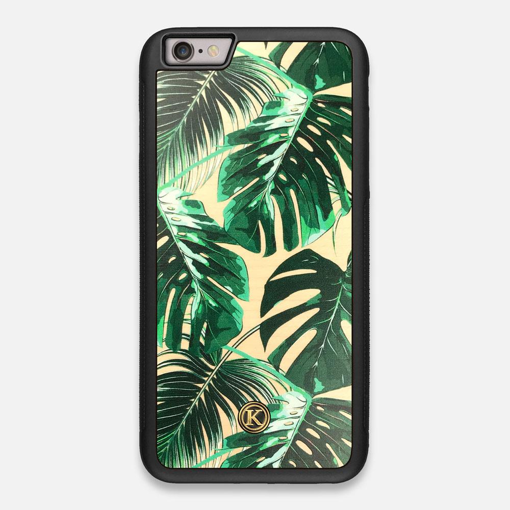 Front view of the Palm leaf printed Maple Wood iPhone 6 Plus Case by Keyway Designs