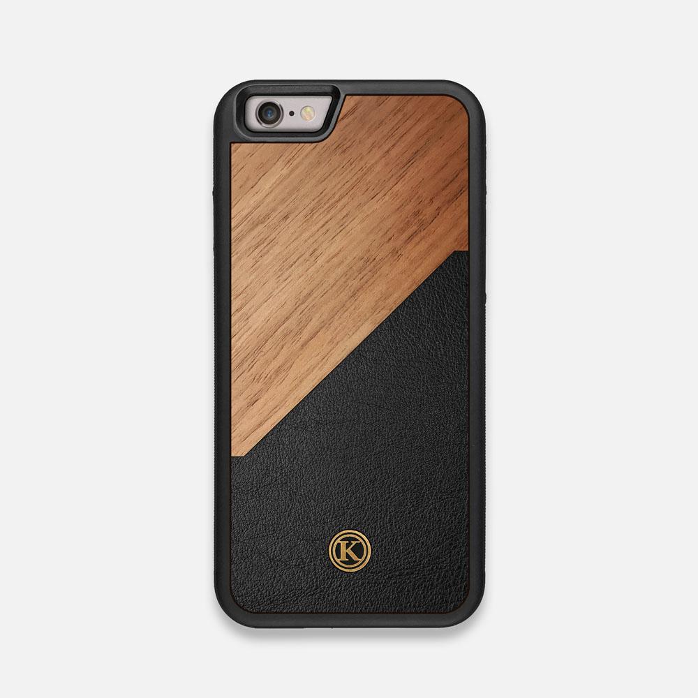 Front view of the Walnut Rift Elegant Wood & Leather iPhone 6 Case by Keyway Designs