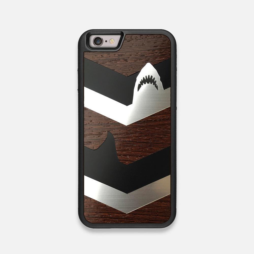 Front view of the Shark Chevron Dark By Parker Barrow Wenge Wood iPhone 6 Case by Keyway Designs