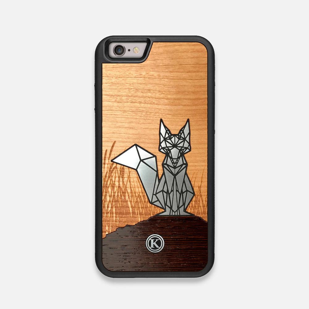Front view of the Silver Fox & Cherry Wood iPhone 6 Case by Keyway Designs