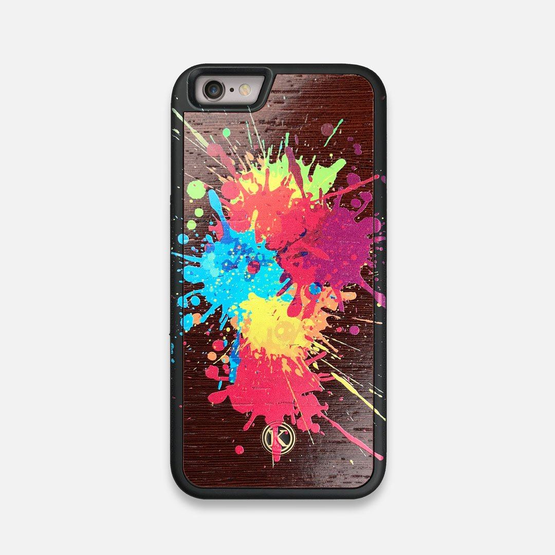 Front view of the illustration-style paint drops printed Wenge Wood iPhone 6 Case by Keyway Designs