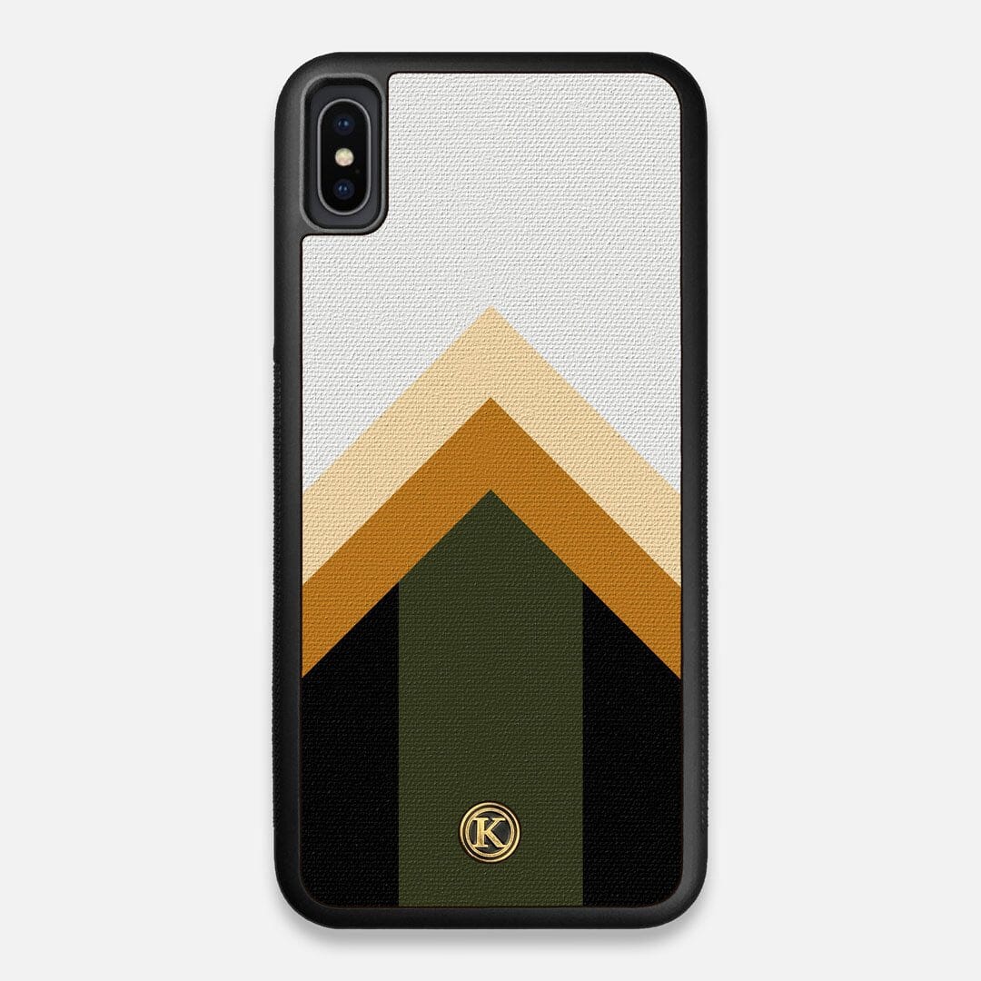 Front view of the Ascent Adventure Marker in the Wayfinder series UV-Printed thick cotton canvas iPhone XS Max Case by Keyway Designs