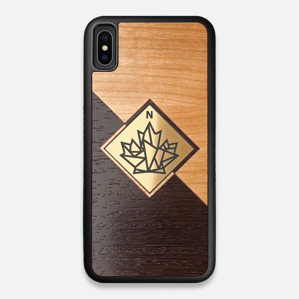 Front view of the True North by Northern Philosophy Cherry & Wenge Wood iPhone XS Max Case by Keyway Designs