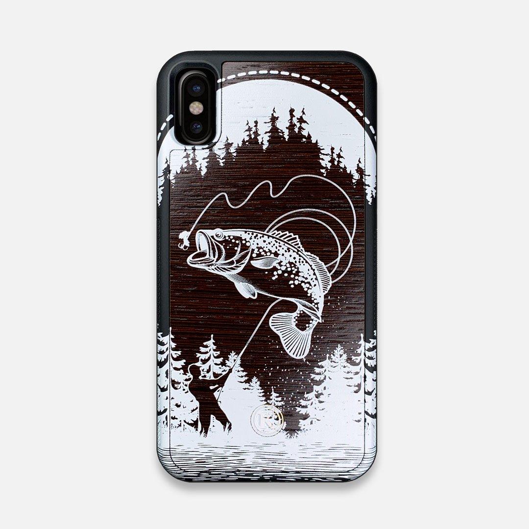 Front view of the high-contrast spotted bass printed Wenge Wood iPhone X Case by Keyway Designs
