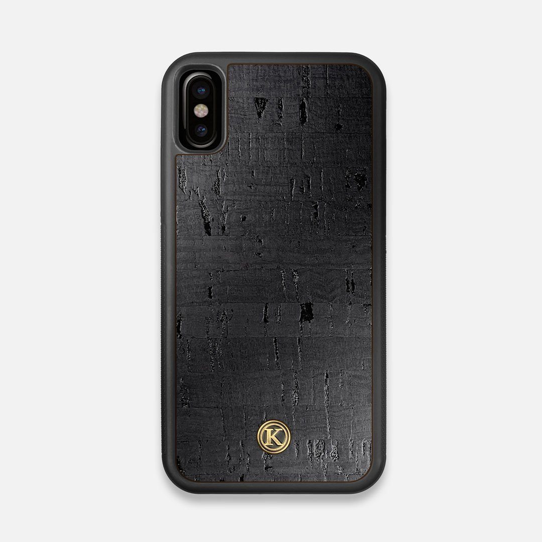 Front view of the dyed black natural cork iPhone X Case by Keyway Designs