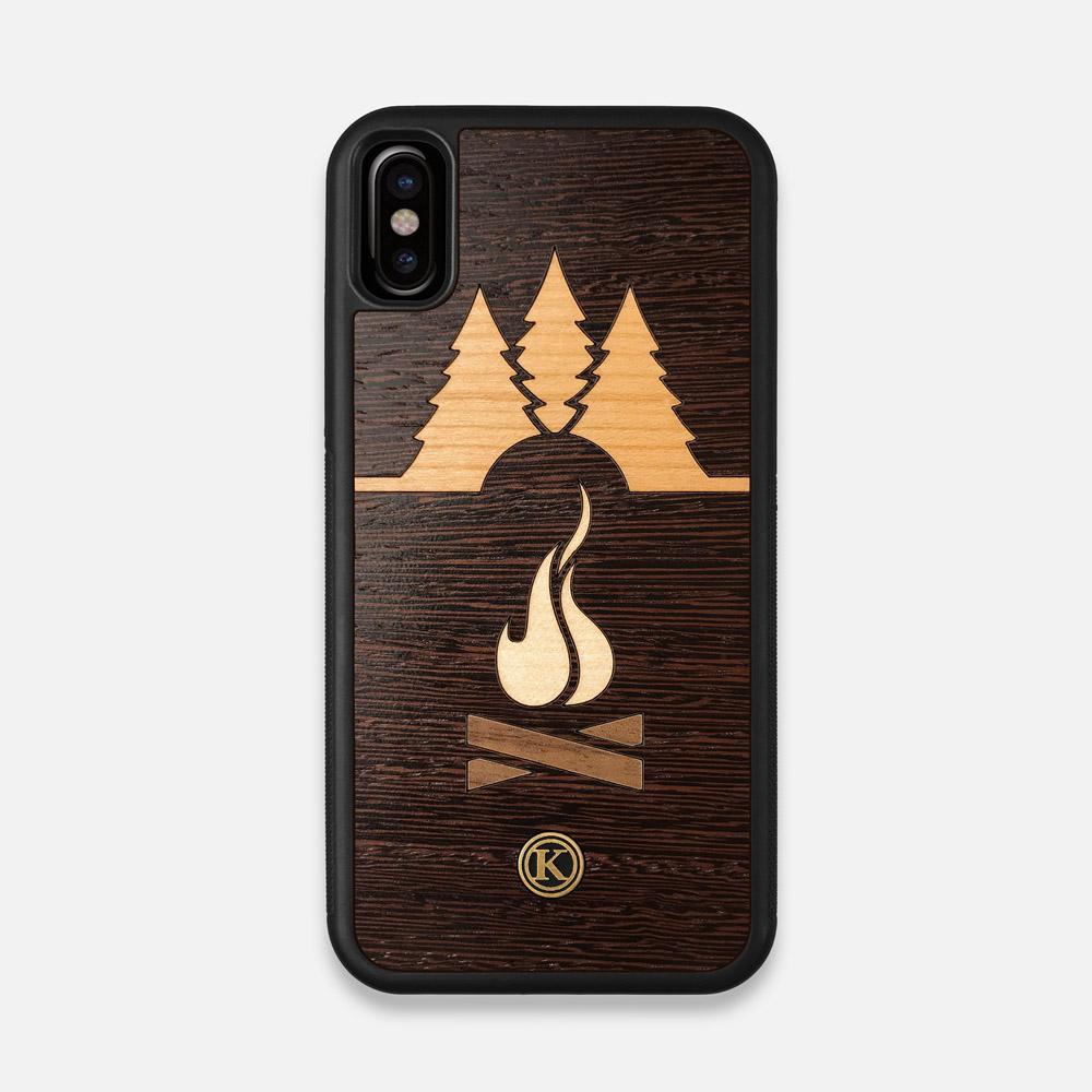Front view of the Nomad Campsite Wood iPhone X Case by Keyway Designs