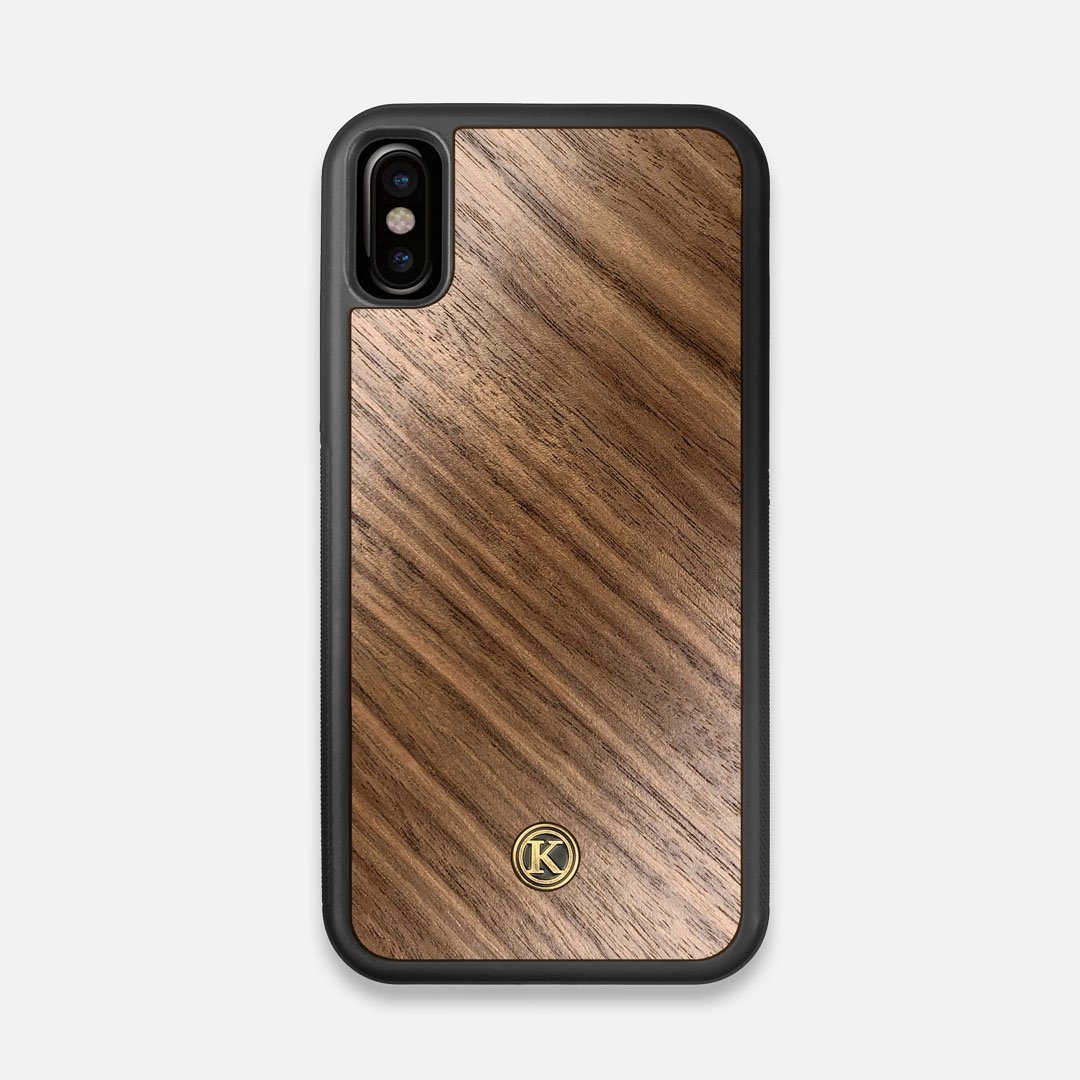 Front view of the Walnut Pure Minimalist Wood iPhone X Case by Keyway Designs