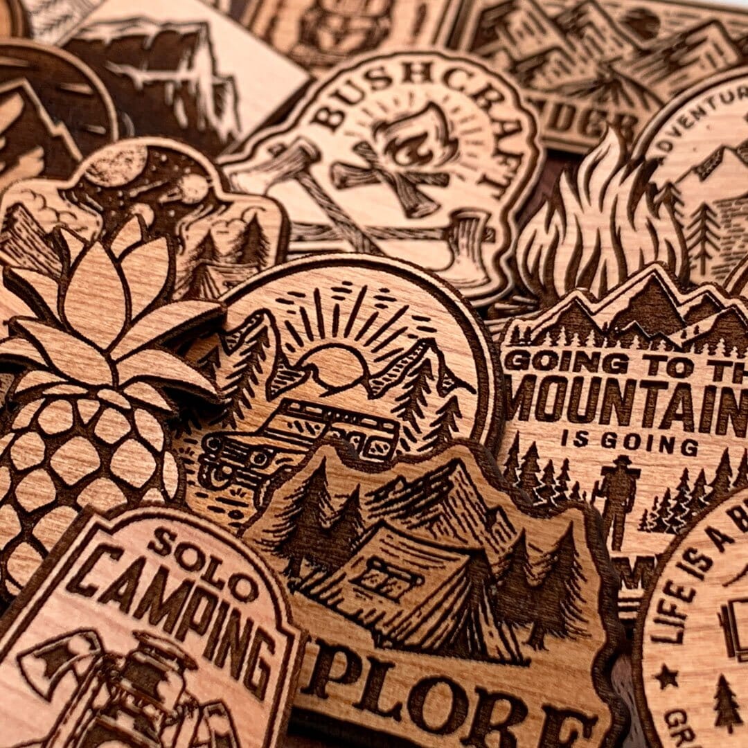 Pineapple - Keyway Engraved Wooden Pins Group Shot