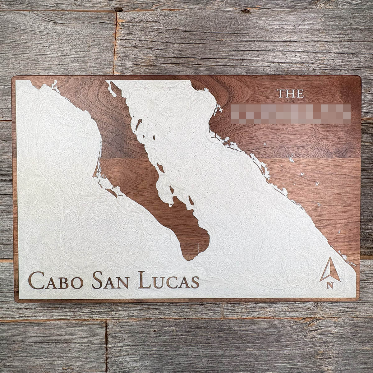 Epoxy map of Cabo San Lucas, Mexico, handmade by Keyway