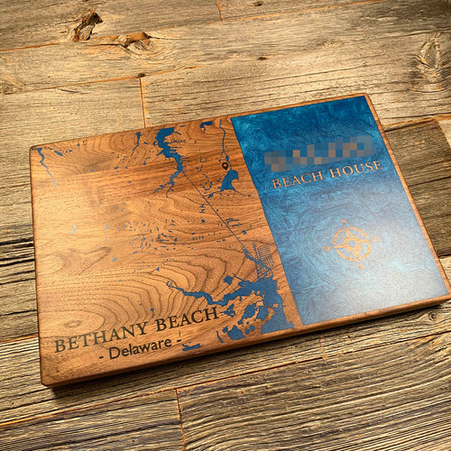 Epoxy map of Bethany Beach, Bethany Beach, Delaware, USA, handmade by Keyway