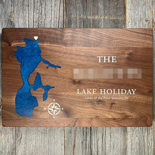Epoxy map of Lake Holiday, Indiana, USA, handmade by Keyway