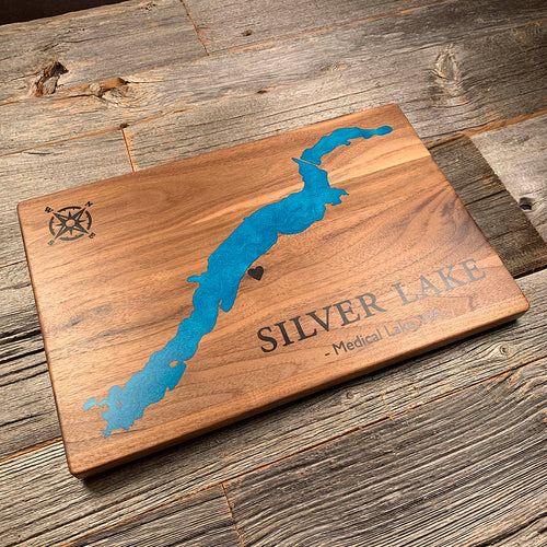 Epoxy map of Silver Lake, Washington, USA, handmade by Keyway
