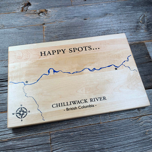 Epoxy map of Chilliwack River, British Columbia, Canada, handmade by Keyway