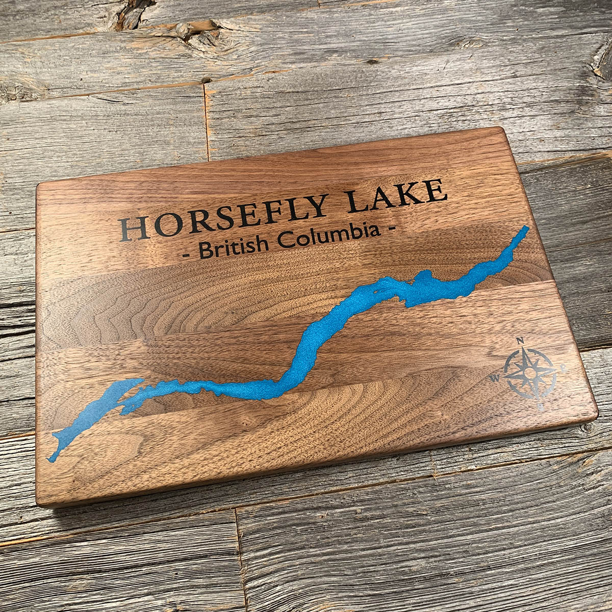 Epoxy map of Horsefly Lake (Lake Only), British Columbia, Canada, handmade by Keyway