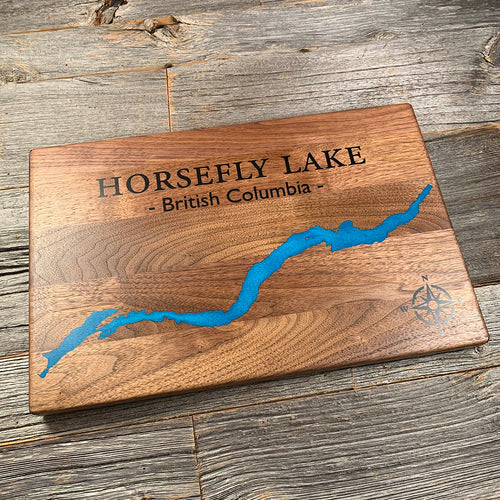 Epoxy map of Horsefly Lake (Lake Only), British Columbia, Canada, handmade by Keyway