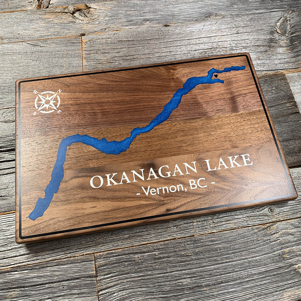 Walnut Epoxy Lake board of Okanagan Lake, Vernon, BC, Canada