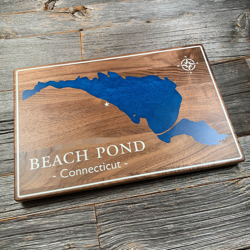 Engraved and Epoxy filled Walnut Lake Art by Keyway