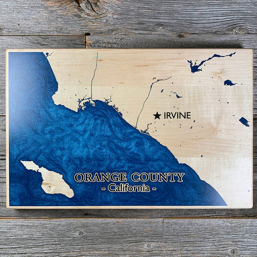 Epoxy map of Orange County, Southern California, California, USA, handmade by Keyway