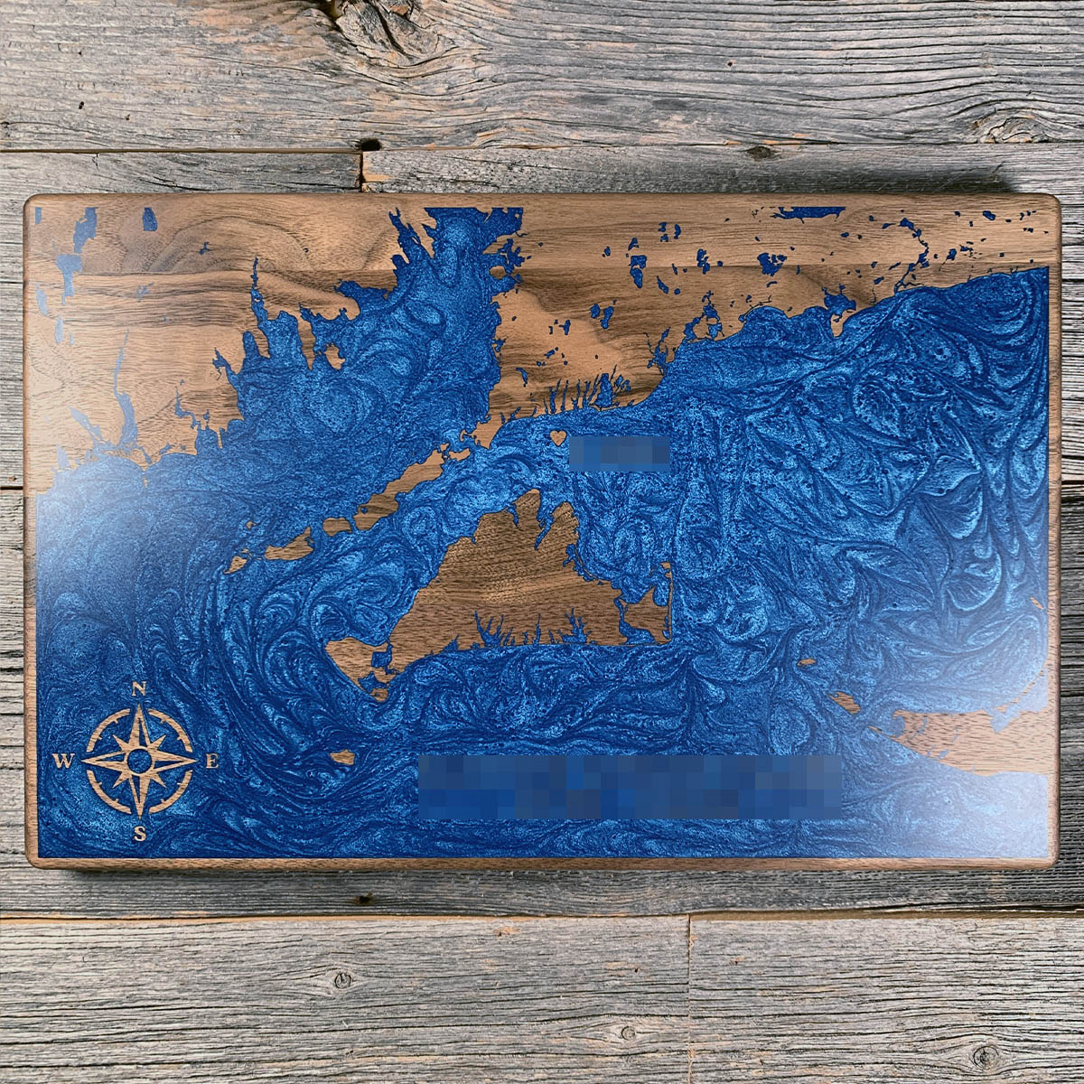 Epoxy map of Martha's Vineyard, Cape Cod and Islands, Massachusetts, USA, handmade by Keyway