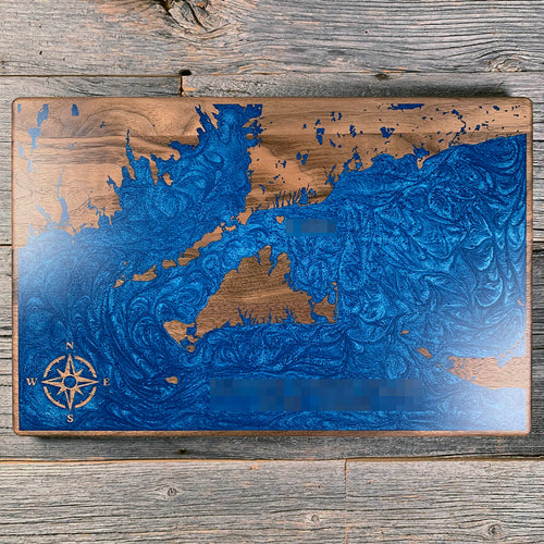 Epoxy map of Martha's Vineyard, Cape Cod and Islands, Massachusetts, USA, handmade by Keyway