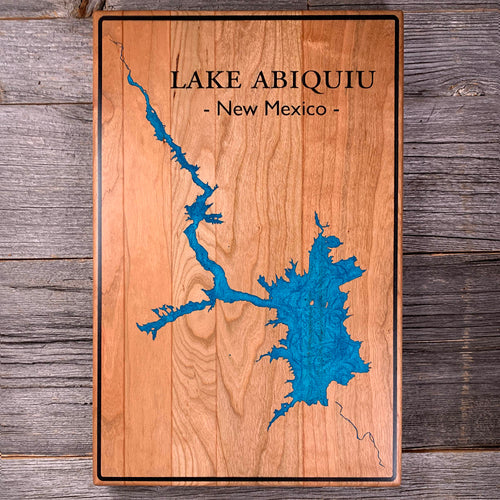 Epoxy map of Abiquiu Lake, Abiquiú, New Mexico, USA, handmade by Keyway