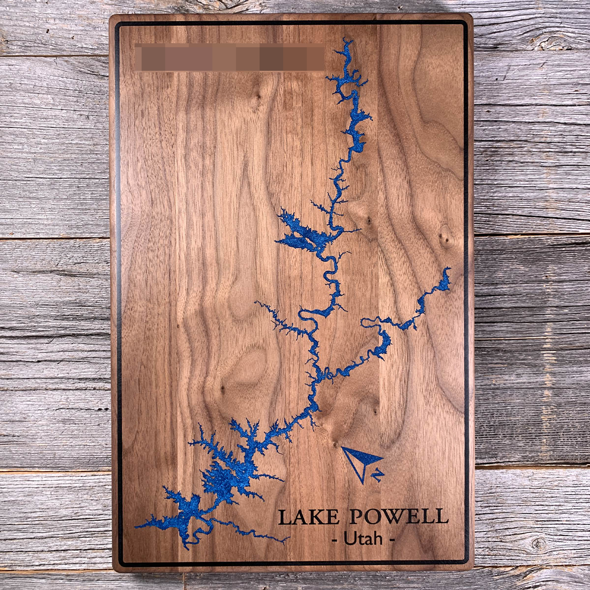Epoxy map of Lake Powell, Glen Canyon, Utah, USA, handmade by Keyway
