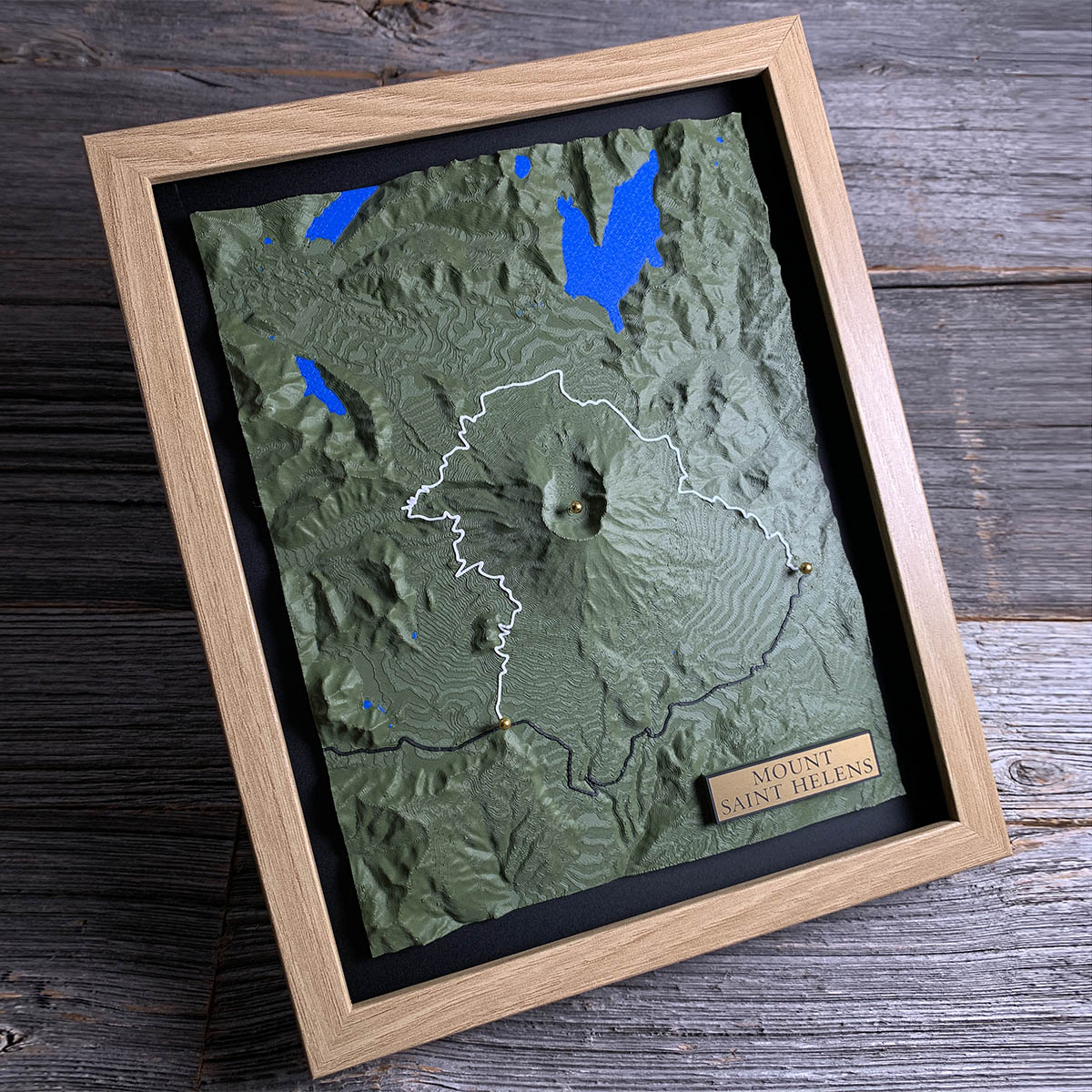3D Printed map of Mount St. Helens, Skamania County, Washington, USA, handmade by Keyway